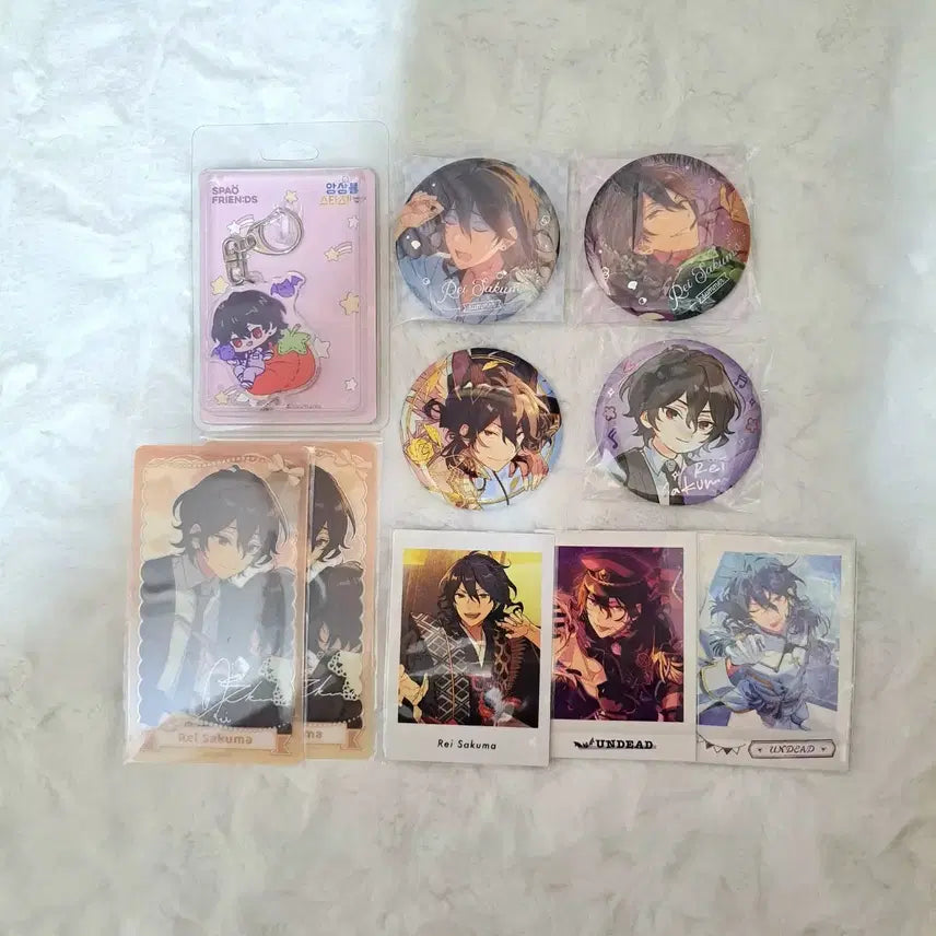 [BUNJANG] Ensemble Stars! Rei Sakuma Chibi Can Badge &amp; Pashacolle Bundle Set / 앙상블스타즈 사쿠마 레이 일괄 치비 캔뱃지 파샤 파샤코레 스파오 키링