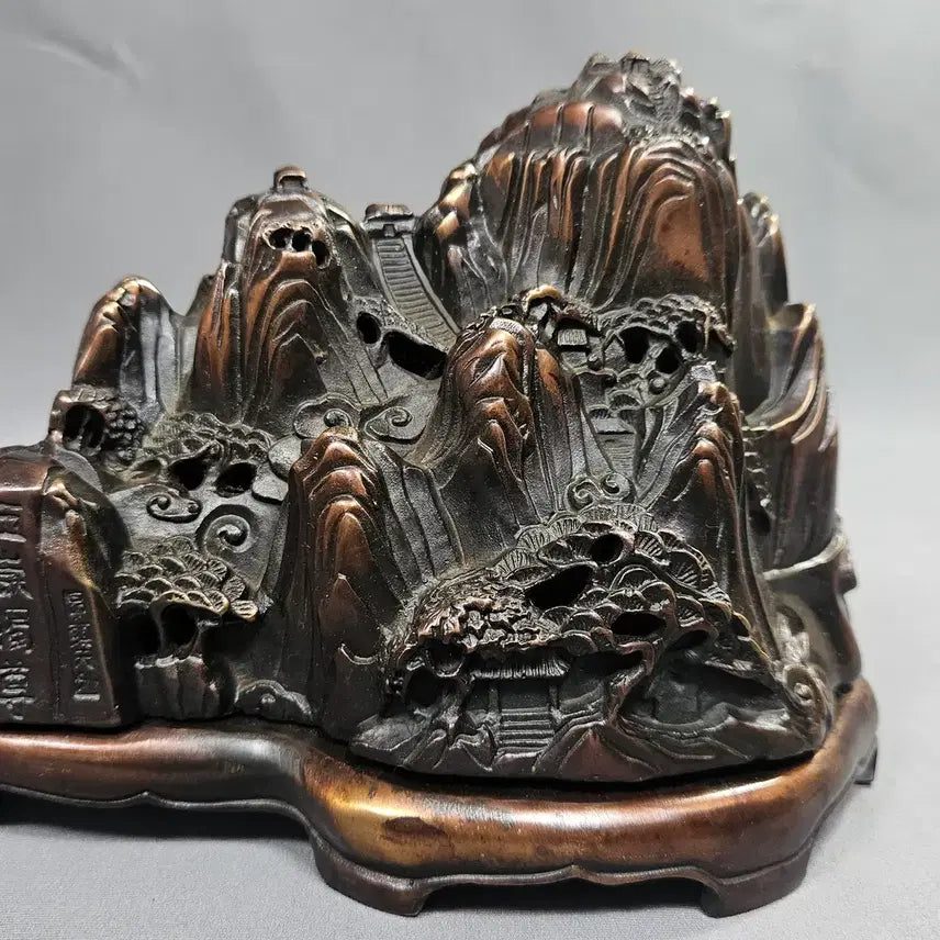 [BUNJANG] Chinese Bronze Incense Burner with Landscape Scenic Design / 산수 풍경의 멋스러운 동 향로