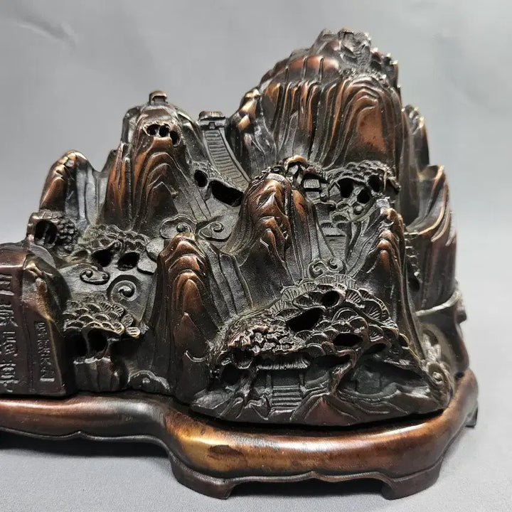 [BUNJANG] Chinese Bronze Incense Burner with Landscape Scenic Design / 산수 풍경의 멋스러운 동 향로