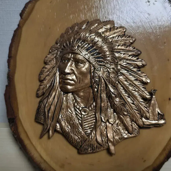 [BUNJANG] Abercrombie &amp; Fitch Vintage Wooden Native American Chief Wall Decor / 캐나다 A&amp;F 빈티지 원목 인디언 추장 벽장식