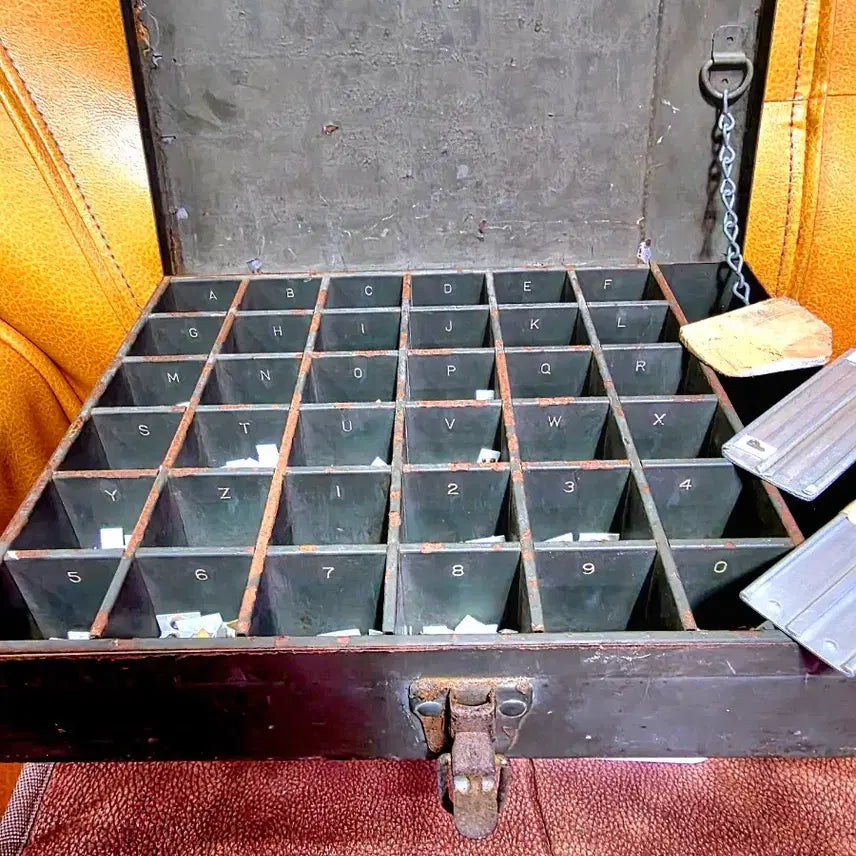 [BUNJANG] US Military Vintage Letterpress Block Set with Holder and Mallet / 미군 빈티지 밀리미터납활자세트(근대사골동품)