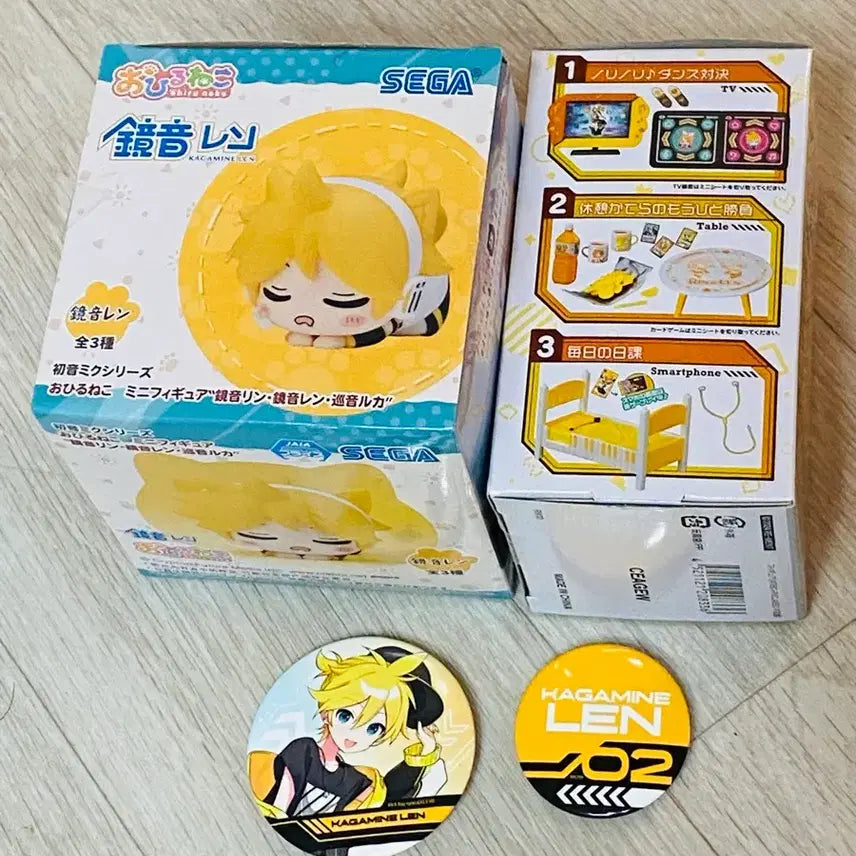 [BUNJANG] Kagamine Len Bed Figure, Nekko Figure &amp; Badge Set / 린렌룸(침대)&amp;렌 네코 피규어&amp;렌 뱃지 세트