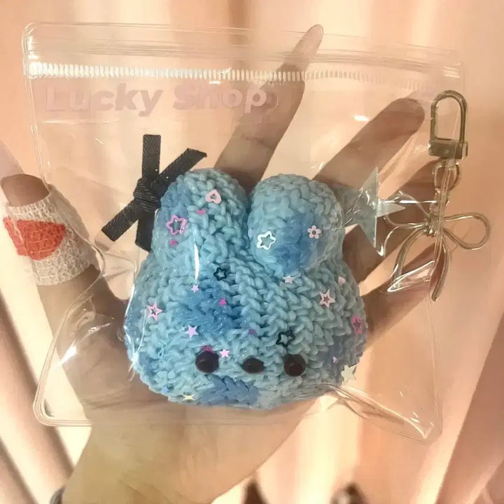 [BUNJANG] Handmade Knitted Blue Rabbit Squishy - Rare Item / 뜨개 블루래빗 수제 말랑이 희귀템