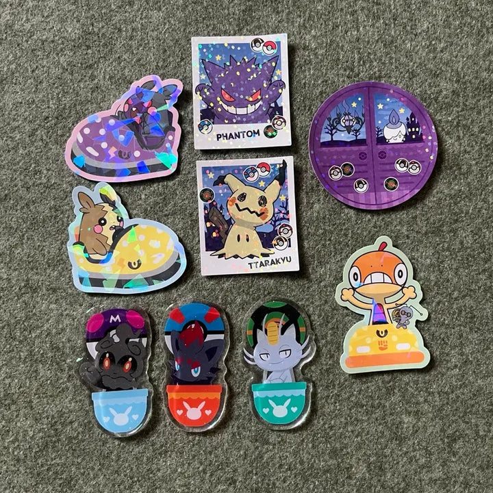 [BUNJANG] Pokemon Lotte World Sticker Gacha Capsule Toy Set / 포켓몬 롯데월드 스티커 가챠 캡슐토이 나몰빼미 리피아 모부기 따라큐 팬텀 조로아 마샤도 모르페코 이상해씨