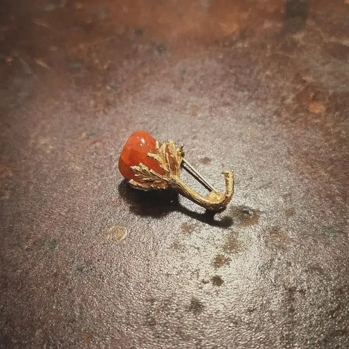 [BUNJANG] 1970s British Carnelian Berry Fruit Brooch / 1970s 영국 카넬리안 열매 과일 브로치