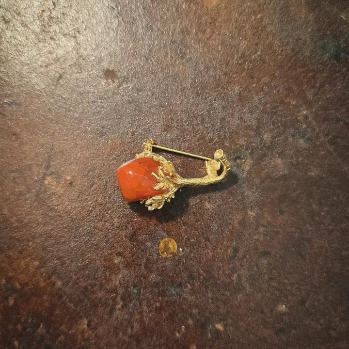[BUNJANG] 1970s British Carnelian Berry Fruit Brooch / 1970s 영국 카넬리안 열매 과일 브로치