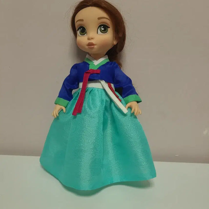 [BUNJANG] Baby Doll Pink Hanbok Skirt and Blue Jacket Set / 베이비돌 파란저고리