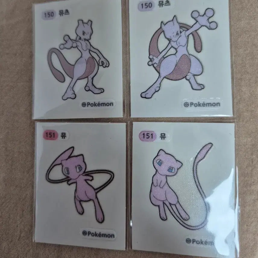 [BUNJANG] Pokemon Stickers Mewtwo &amp; Mew Set / 포켓몬 띠부씰 뮤츠 뮤 4종 띠부실 일괄판매.