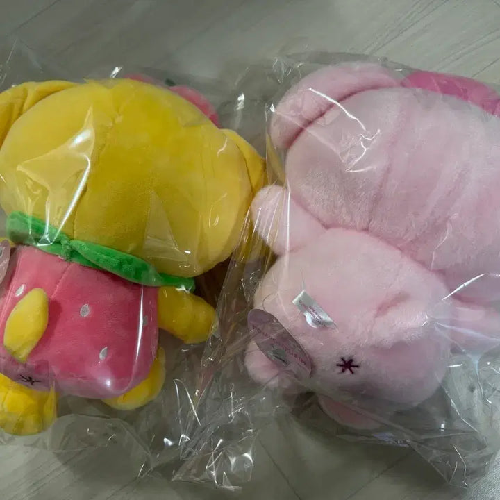 [BUNJANG] Sanrio Pompompurin Strawberry Plush Doll Set (Medium, 25cm) / (2개 세트) 산리오 폼폼푸린 핑크톤 딸기 약 25cm 중형 인형