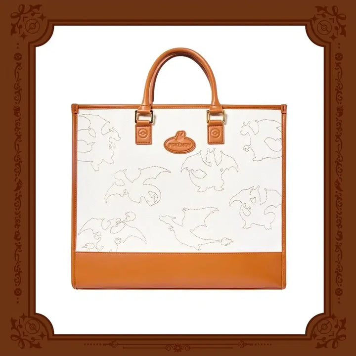 [BUNJANG] Pokémon ETERNAL ANTIQUE METAL Leather Canvas Tote Bag / 포켓몬스터 ETERNAL ANTIQUE METAL 레더 캔버스 토트백