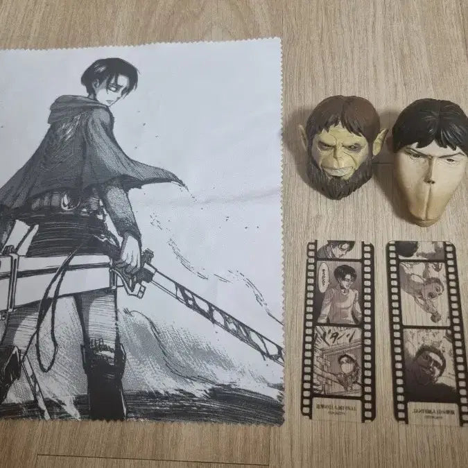 [BUNJANG] Attack on Titan Levi Handkerchief, Bookmark, Figure Set / 진격의 거인 리바이 손수건, 책갈피, 피규어