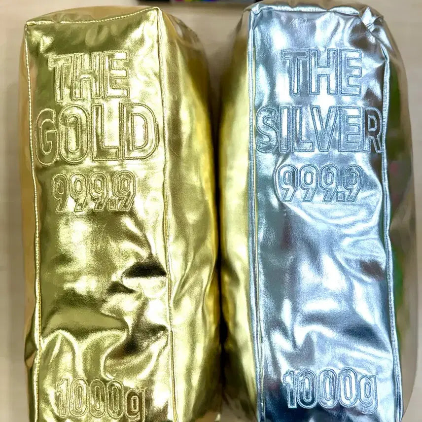 [BUNJANG] Gold Bar &amp; Silver Bar Shaped Cushion Dolls Bundle Set (1000g) / gold silver bar골드바 실버바 1000g 쿠션중형인형뽑기인형쿠션 일괄