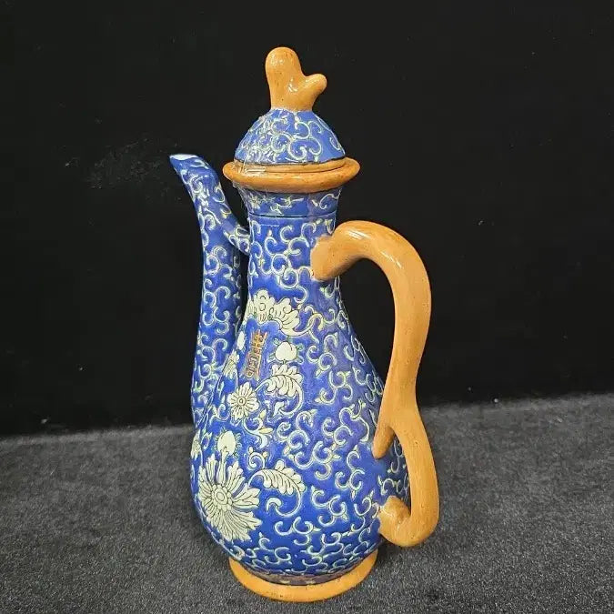 [BUNJANG] Antique Chinese Enamel Teapot Decorated with Blue and White Porcelain Patterns / 골동품 중국 범랑형태의 주자