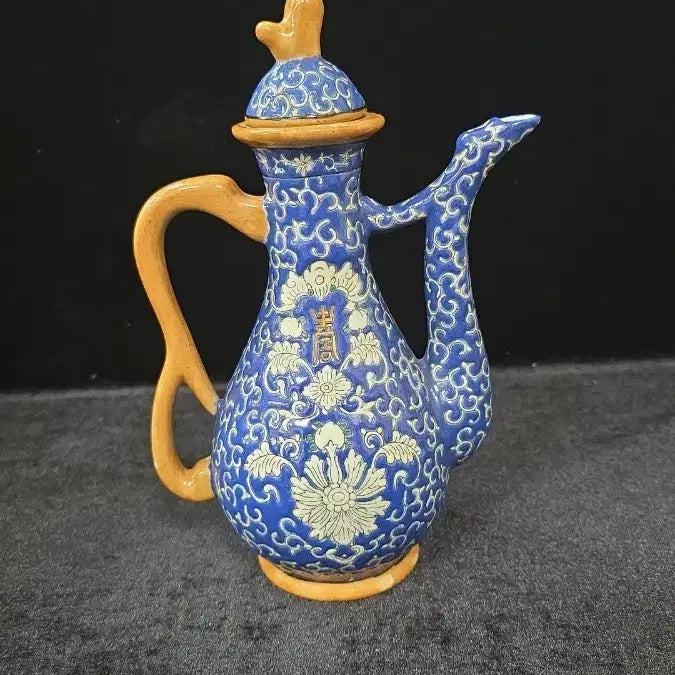 [BUNJANG] Antique Chinese Enamel Teapot Decorated with Blue and White Porcelain Patterns / 골동품 중국 범랑형태의 주자