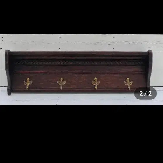 [BUNJANG] Vintage Antique Wooden Wall Shelf with Hooks / 빈티지 앤틱 벽선반 후크 벽걸이 선반 옷걸이