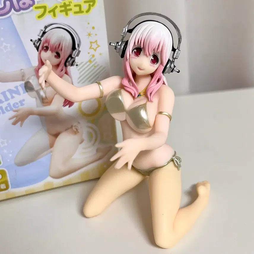 [BUNJANG] Super Sonico Nakayoshi Hold Swimsuit Figure Noodle Stopper / 슈퍼소니코 후류 나카요시 홀드 드링크 홀더 누들스토퍼 수영복 피규어