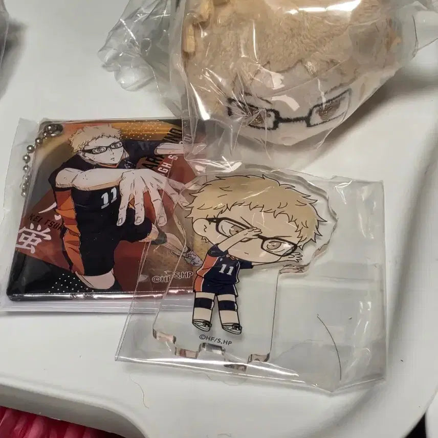 [BUNJANG] Haikyuu!! Tsukishima Kei Acrylic Stand, Mirror Keychain, Tsum Tsum Plush Bundle / 하이큐 츠키시마 굿즈 일괄(쯔무,거울,아크스타)