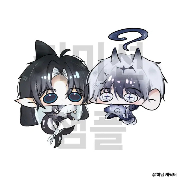 [BUNJANG] 2-Person SD Chibi Commission / 인형을 안고 있는 2인 sd 고정틀 커미션