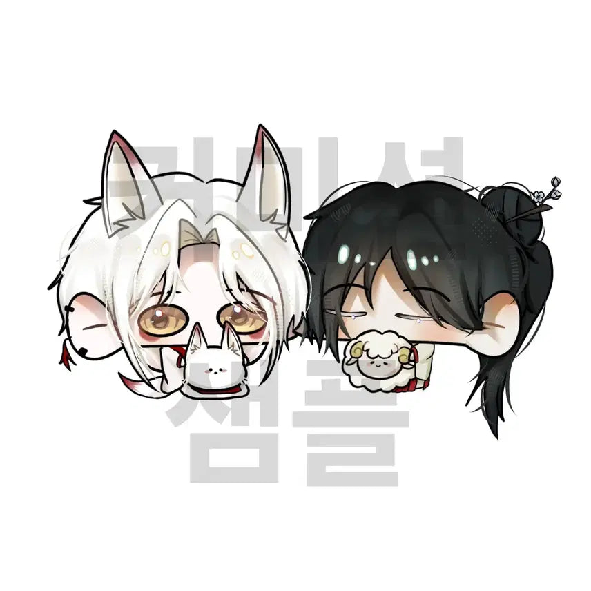 [BUNJANG] 2-Person SD Chibi Commission / 인형을 안고 있는 2인 sd 고정틀 커미션