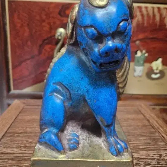 [BUNJANG] Lapis Lazuli Haechi Sculpture (15x9x9 cm) / 청금석해태조각상15   9  9 센치귀한것 설명서참고