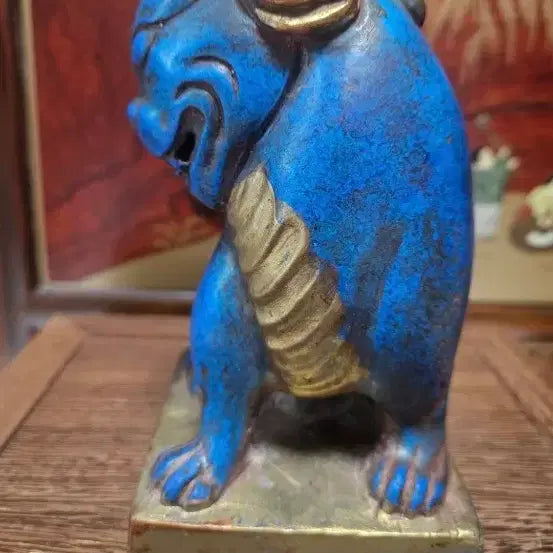 [BUNJANG] Lapis Lazuli Haechi Sculpture (15x9x9 cm) / 청금석해태조각상15   9  9 센치귀한것 설명서참고