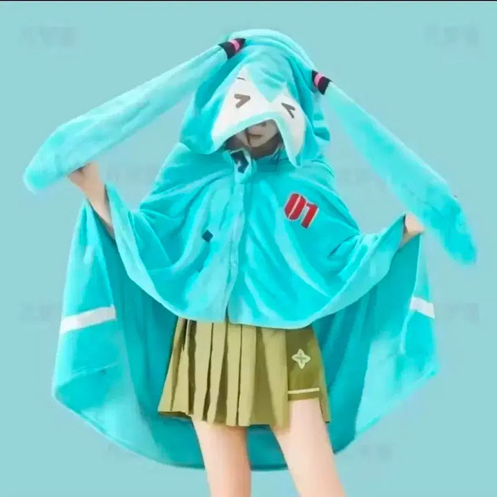 [BUNJANG] Hatsune Miku Hooded Blanket / 덤스티커) 하츠네 미쿠 담요 후드 인형 프로젝트 세카이
