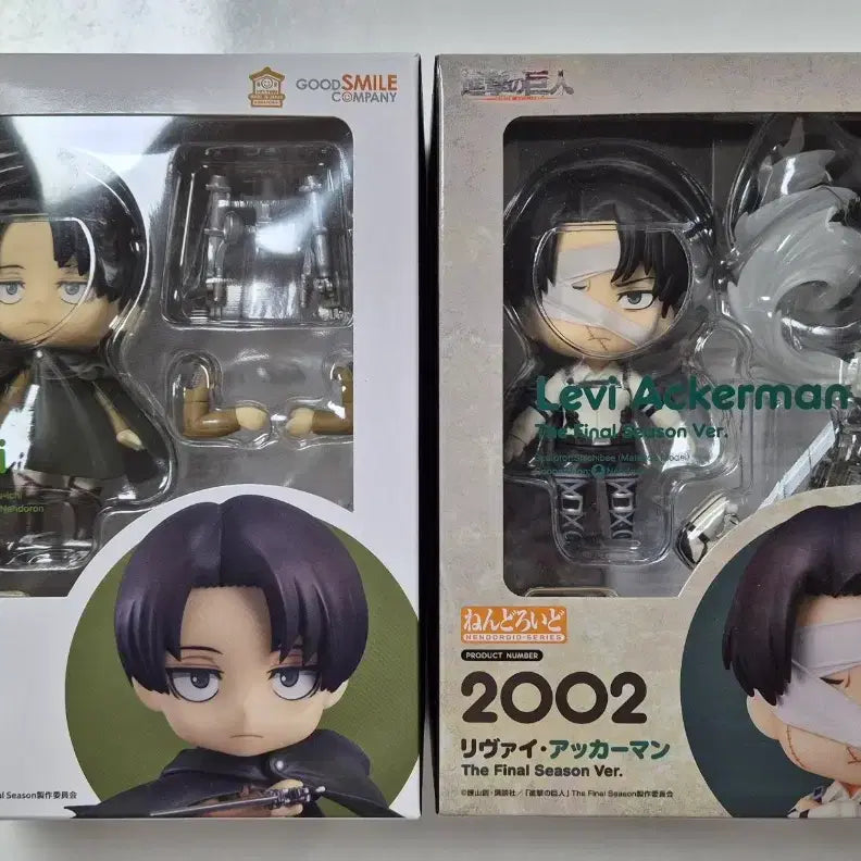 [BUNJANG] Attack on Titan Levi Ackerman Nendoroid Figures Bundle (390 &amp; 2002) / 진격거 리바이 피규어 일괄 (넨도로이드 390 &amp; 2002)