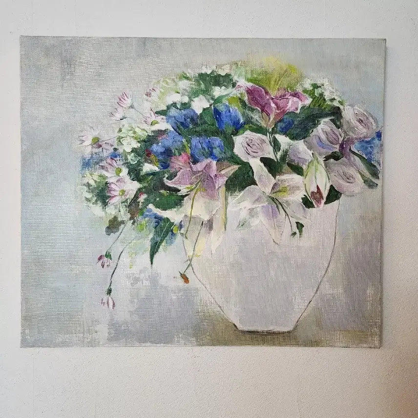 [BUNJANG] Yoon Duk-hee Vintage Floral Still Life Oil Painting (10-ho Size) / [윤덕희 화백] 캔버스에 담긴 우아한 꽃의 향연 - 빈티지 정물 유화 (10호)