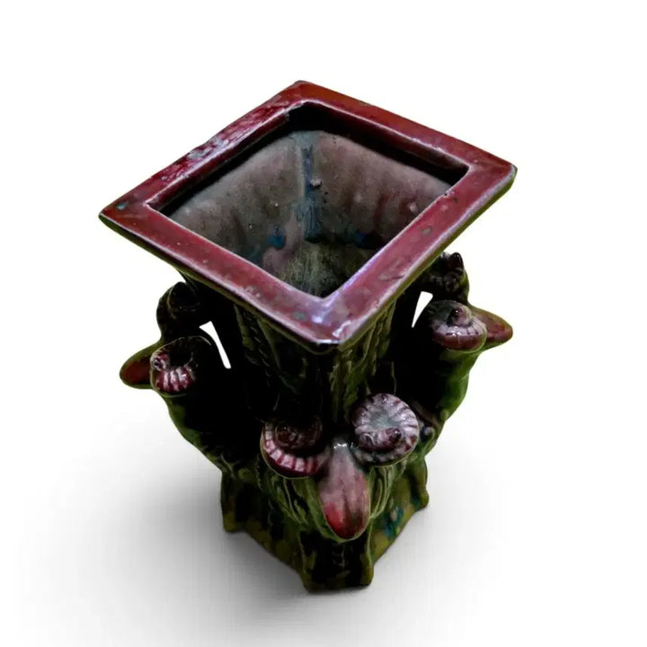 [BUNJANG] Chinese Celadon Vase with Unique Glaze, Late Qing Dynasty - Republic Era / 유리홍 사방형양이준