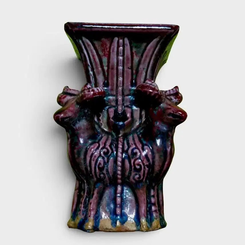 [BUNJANG] Chinese Celadon Vase with Unique Glaze, Late Qing Dynasty - Republic Era / 유리홍 사방형양이준