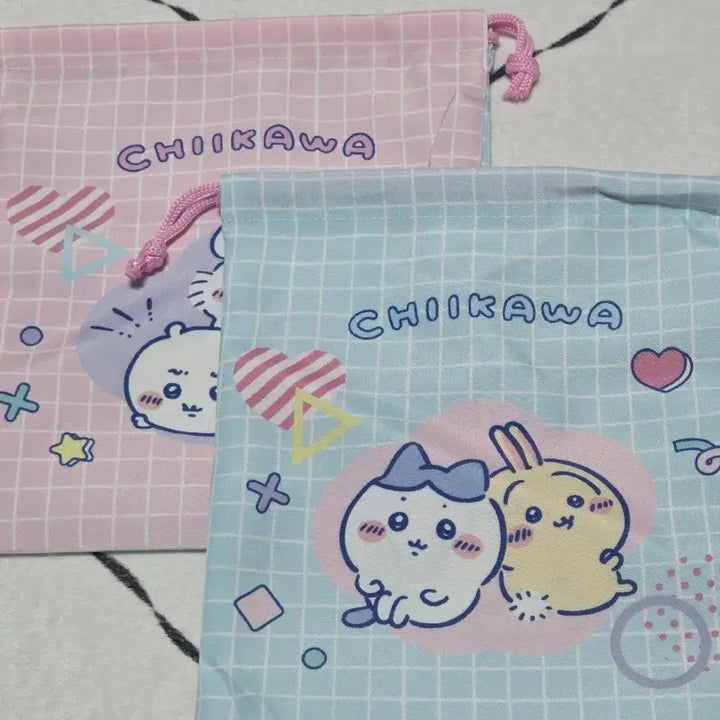 [BUNJANG] Cheekawaii Pouch Set (Pink/Sky) - 2 Types / 치이카와 파우치 2종 세트 핑크/하늘 새상품