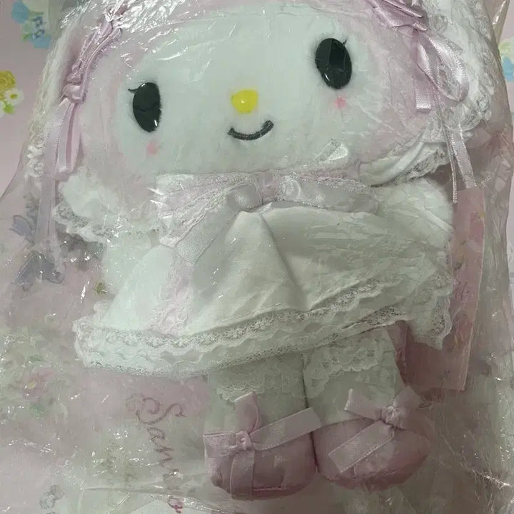 [BUNJANG] Sanrio My Melody White Frill Plush Doll / (정품) 마이멜로디 화이트프릴 누이