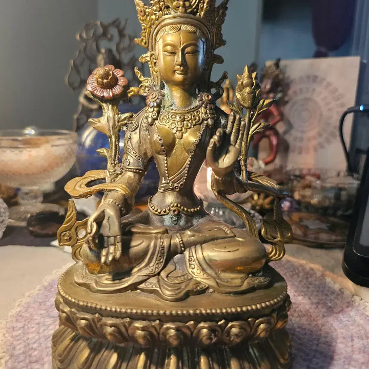 [BUNJANG] Tibetan Buddhist White Tara Metal Statue Handmade 22cm / 티베트 불교 화이트타라 백다라 금속 불상 22cm 수공예