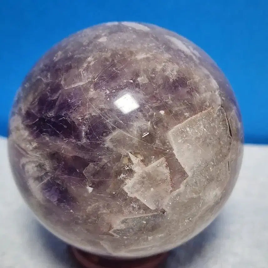 [BUNJANG] Natural Amethyst Raw Stone Ball &amp; Point Tower Set with Stand / 천연 자수정 원석 볼 &amp; 포인트 타워 + 받침대