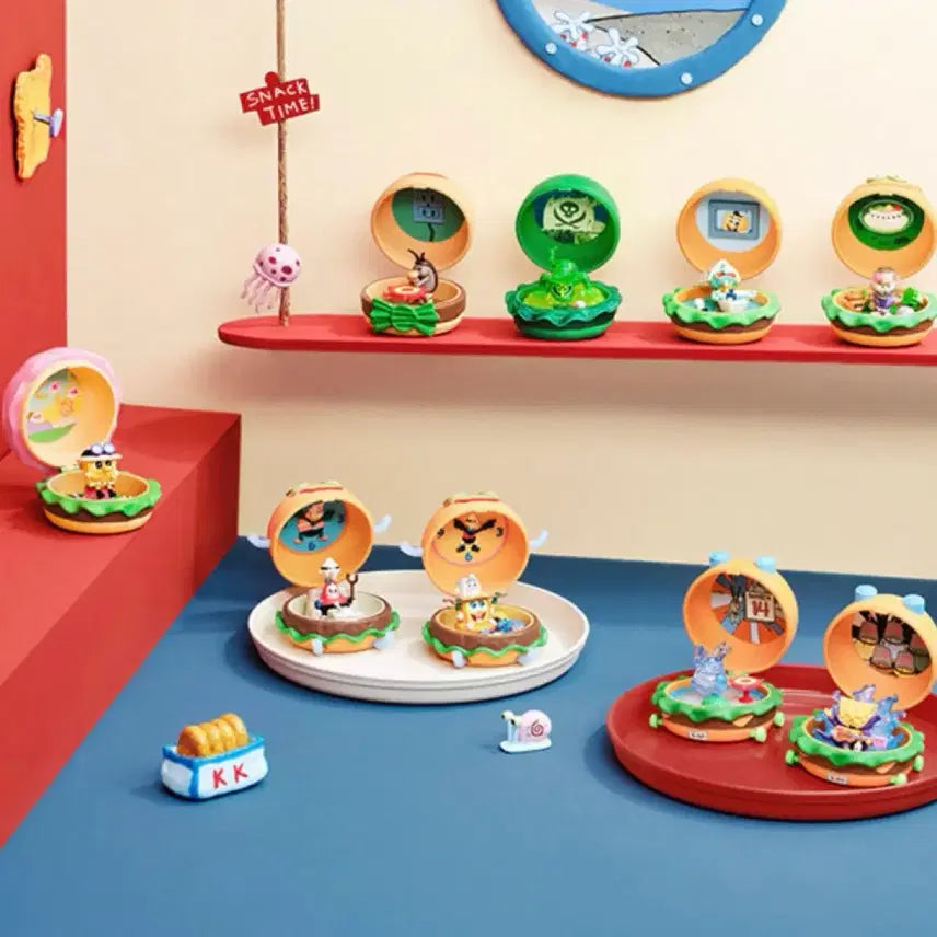 [BUNJANG] Pop Mart SpongeBob Hamburger Restaurant Series Jelly Patty Figure / (미개봉) 팝마트 스폰지밥 햄버거 맛집 시리즈 게살버거 피규어 가챠 젤리패티 해파리