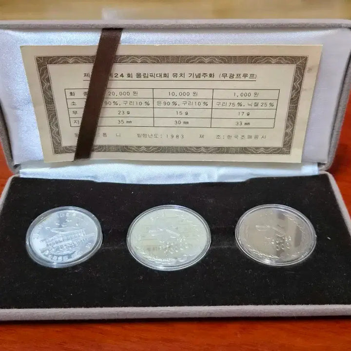 [BUNJANG] 1983 Seoul Olympics Bid Commemorative Coin Set / 1983년 제24회 올림픽 유치 기념주화 3종 은화 무광프루프 세트