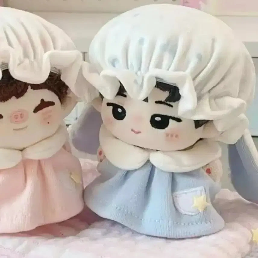 [BUNJANG] 10cm Doll Clothes Rabbit Pajamas &amp; Hat Set (Sky Blue) / 새상품 10cm인형옷, 인형 잠옷, 토끼 모자, 토끼 잠옷, 하늘색 잠옷