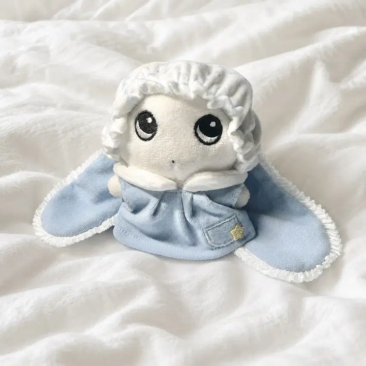 [BUNJANG] 10cm Doll Clothes Rabbit Pajamas &amp; Hat Set (Sky Blue) / 새상품 10cm인형옷, 인형 잠옷, 토끼 모자, 토끼 잠옷, 하늘색 잠옷