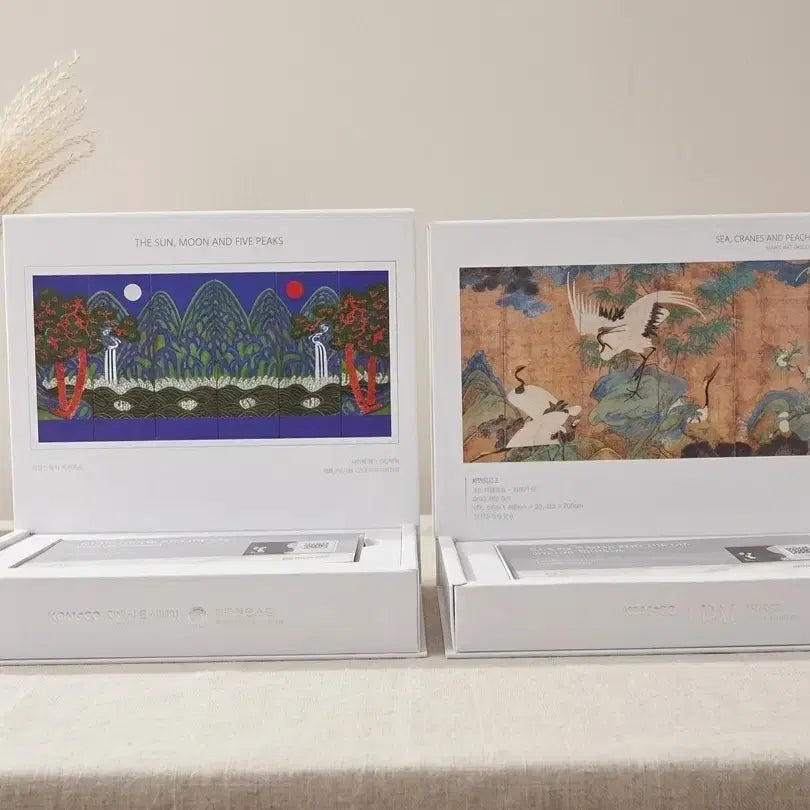 [BUNJANG] Komsco Premium Royal Series Lunar Landscape Folding Screen &amp; Joyful Landscape Folding Screen Silver Medals (2-Coin Set) / [한국조폐공사] 일월오봉도 / 해학반도도 지폐형 은메달 2종 세트