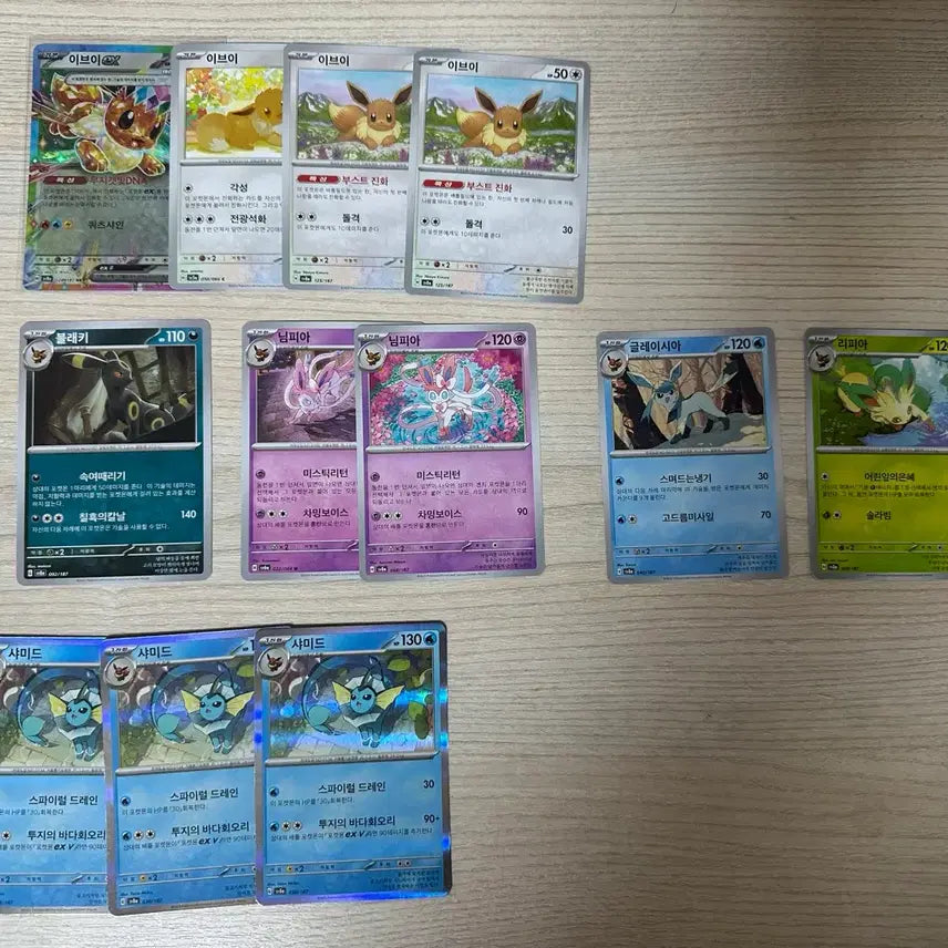 [BUNJANG] Pokemon Cards Eevee Evolution Set / 포켓몬 카드 이브이/블래키/님피아/글레이시아/리피아/샤미드 세트