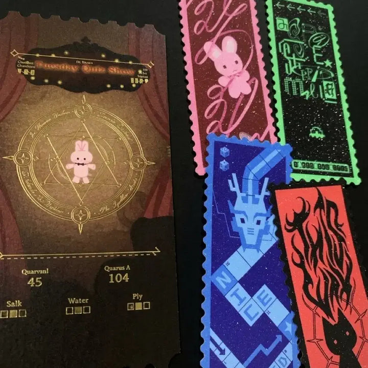[BUNJANG] Baekilmong Inc. Sticker Bundle Set / 괴출 괴담출근 착한친구 소환 티켓 금박 브라운 화요퀴즈쇼 심야토크쇼 에그그님 우표스티커 박티켓 백일몽주식회사 볼펜 일괄 세트 책갈피 김솔음