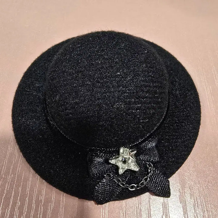 [BUNJANG] Obitsu &amp; Y6 Doll Hat (Black, Ribbon &amp; Star Accent) / 오비츠,육일돌 인형 모자