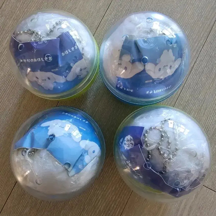 [BUNJANG] Cinnamoroll Plush Keychain Charm Set (8 Items) / 시나모롤 봉제인형키링4종 +하늘색연결참4종 (총8종)