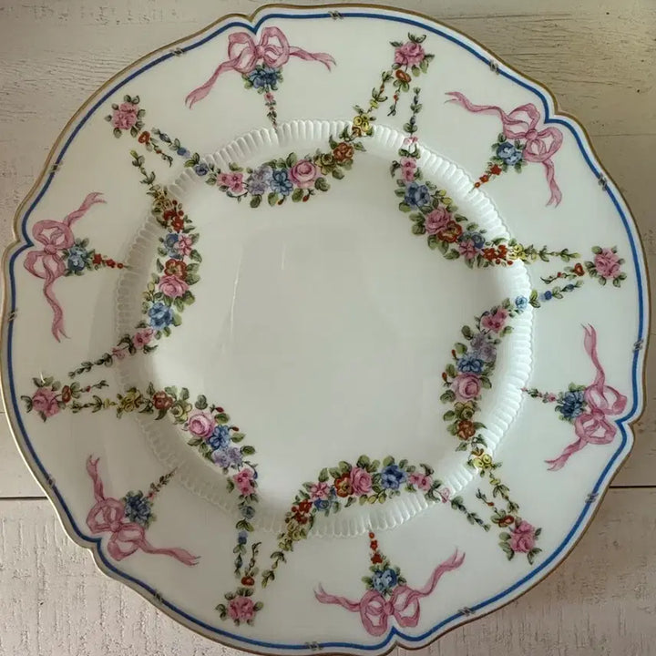 [BUNJANG] Haviland Limoges Pink Ribbon Luncheon Plate / 하빌랜드 핑크리봉 런천플레이트