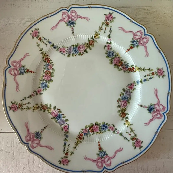 [BUNJANG] Haviland Limoges Pink Ribbon Luncheon Plate / 하빌랜드 핑크리봉 런천플레이트