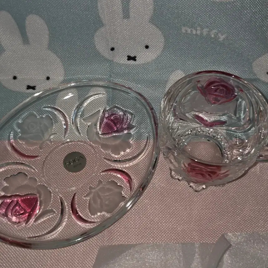 [BUNJANG] SOGA Pink Rose 80s Vintage Cup and Saucer Set / SOGA 핑크 로즈 일본 80s 빈티지 잔