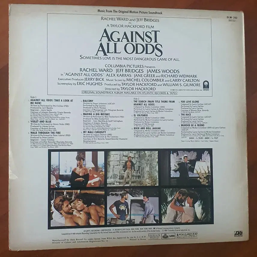 [BUNJANG] Against All Odds Original Soundtrack 1984 LP / 어게인스트올오즈 영화ost lp.1984