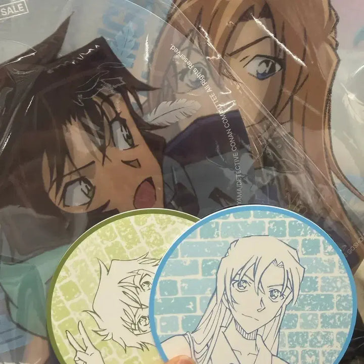 [BUNJANG] Detective Conan: The Fist of Blue Sapphire Chihaya &amp; Jugo Name Tag, Fan, Coaster Bundle Set / (일괄) 명탐정코난 하이웨이의 타천사 치하야 쥬고 명찰 부채 코스터