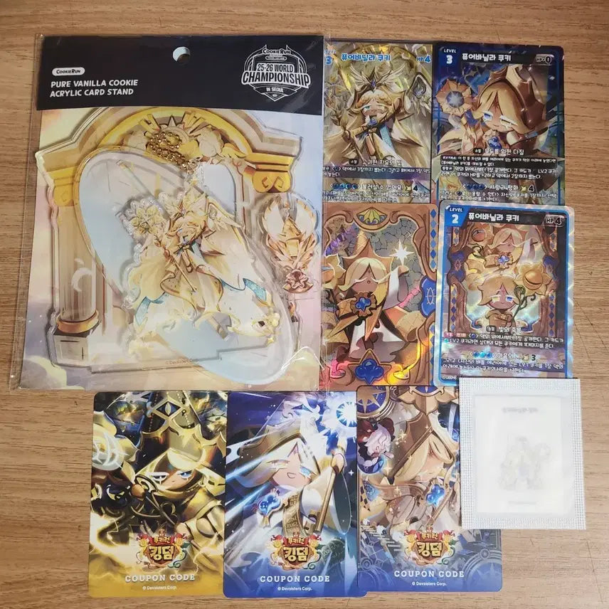 [BUNJANG] Cookierun Kingdom Pure Vanilla Cookie Acrylic Stand Card Goods Set Bravevers / 쿠키런 킹덤 쿠킹덤 퓨어바닐라 퓨바 쿠키 아크릴 스탠드 카드 굿즈 세트 브레이버스