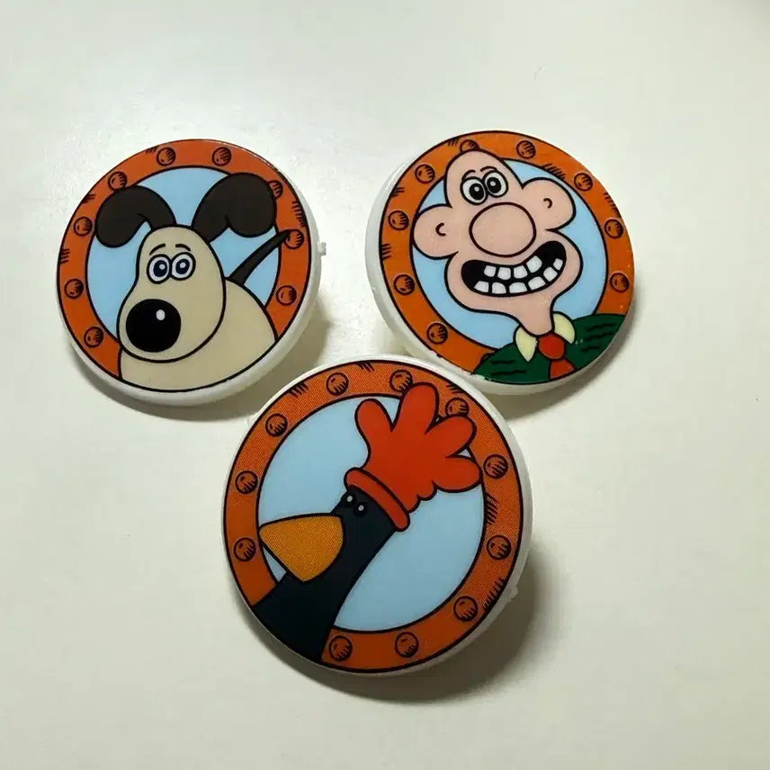[BUNJANG] Wallace &amp; Gromit Vintage Badge Set / 월레스와 그로밋 빈티지 뱃지 3종 일괄